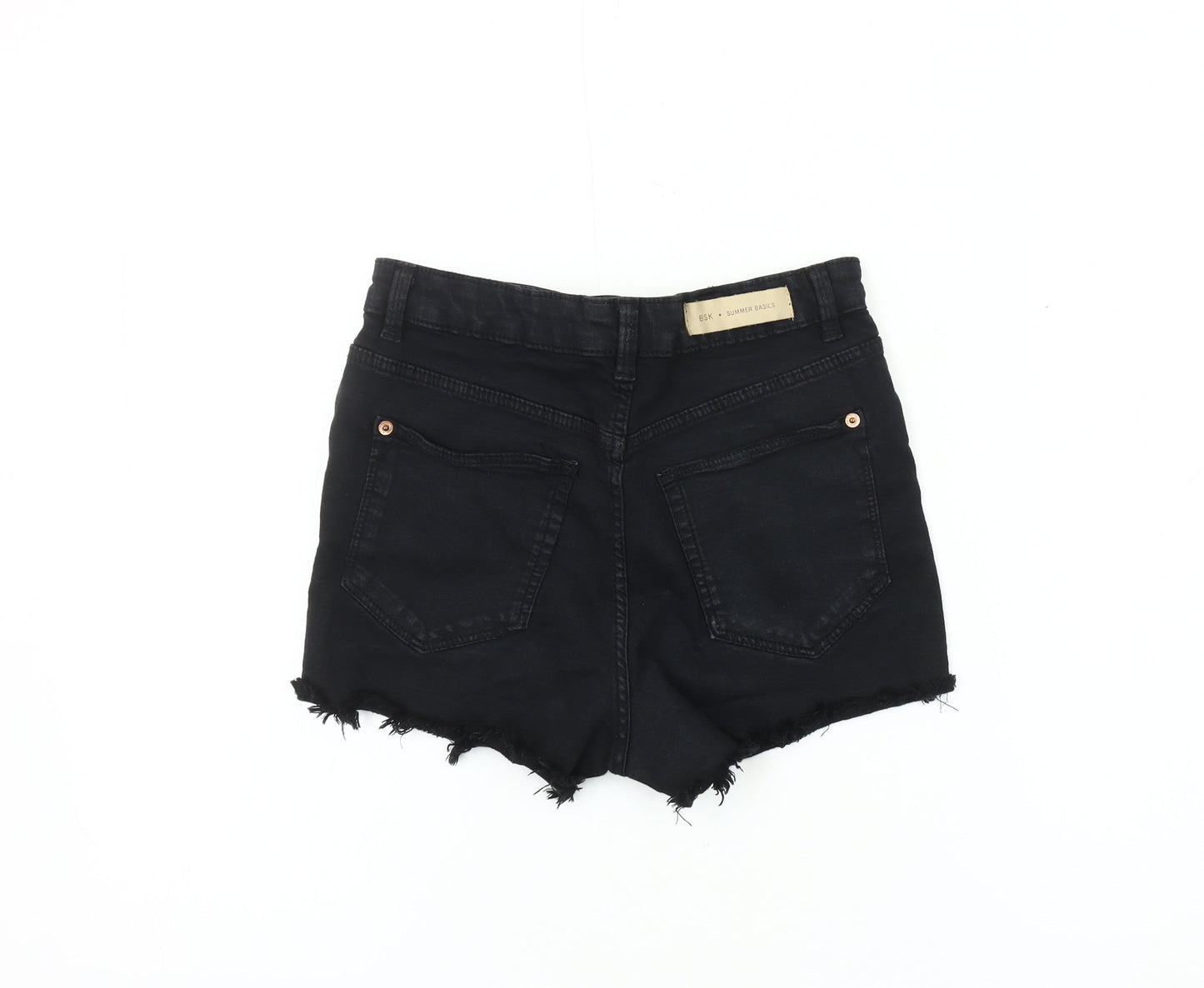 Bershka Women's Black Cut-Off Shorts Size 3