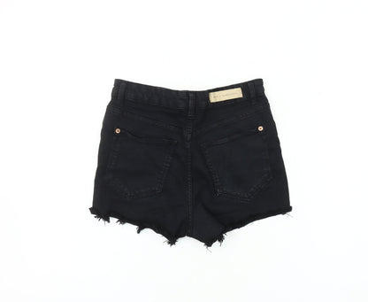 Bershka Women's Black Cut-Off Shorts Size 3