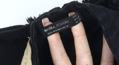 Bershka Women's Black Cut-Off Shorts Size 3