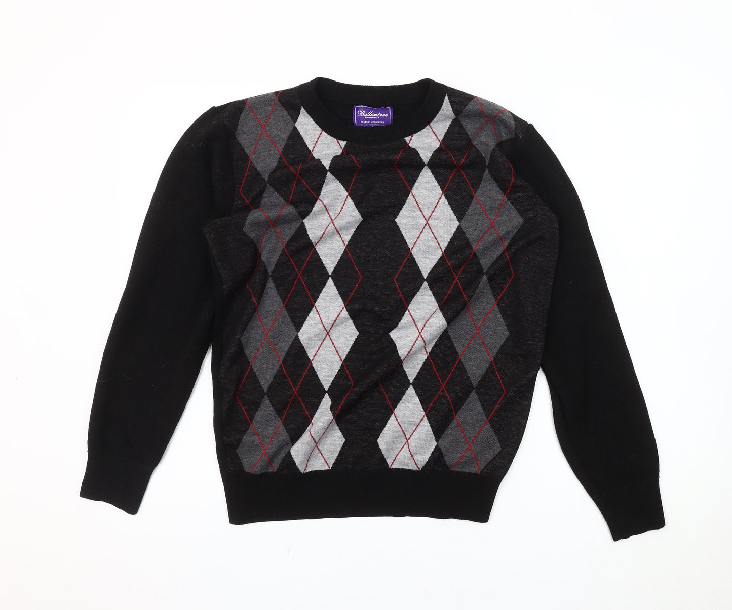 Ballantrae Men's Black Argyle S Pullover Jumper