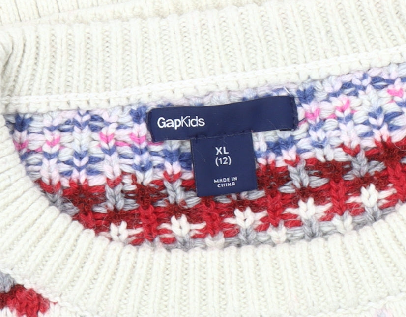 Gap Girls Multicoloured Fair Isle Pullover Jumper, Size 12