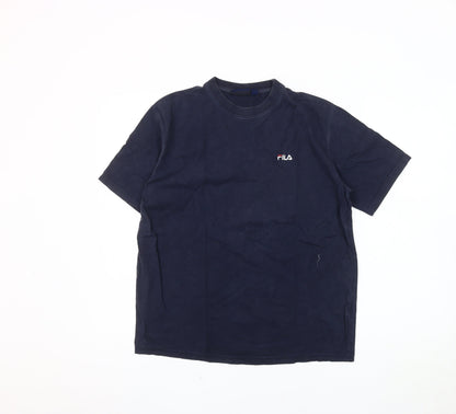 FILA Boys Blue XL T-Shirt, Basic Crew Neck, Logo Detail