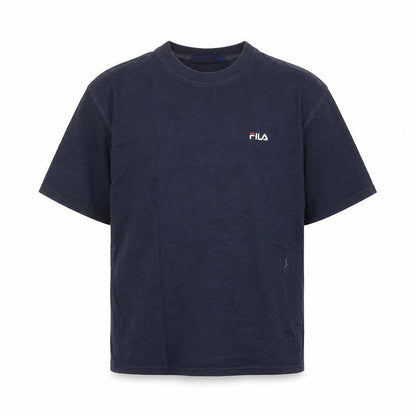 Front view of Fila boys’ blue xl t-shirt, basic crew neck, logo detail