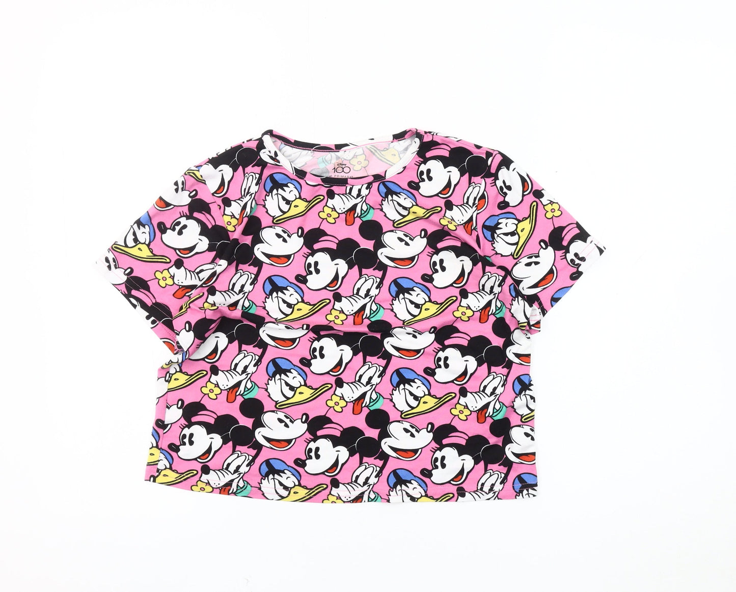 Disney Girls Pink Mickey Mouse Cropped T-Shirt 10-11 Years