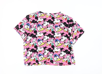 Disney Girls Pink Mickey Mouse Cropped T-Shirt 10-11 Years