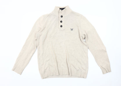 Crew Clothing Co. Men's Beige Henley Jumper Size S