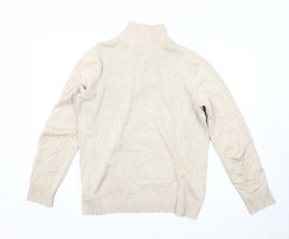 Crew Clothing Co. Men's Beige Henley Jumper Size S