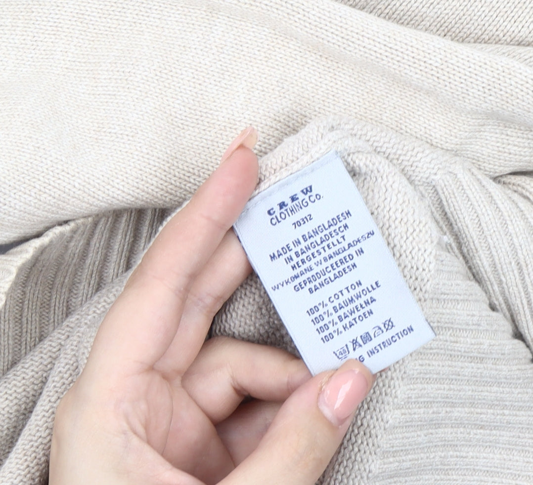 Crew Clothing Co. Men's Beige Henley Jumper Size S