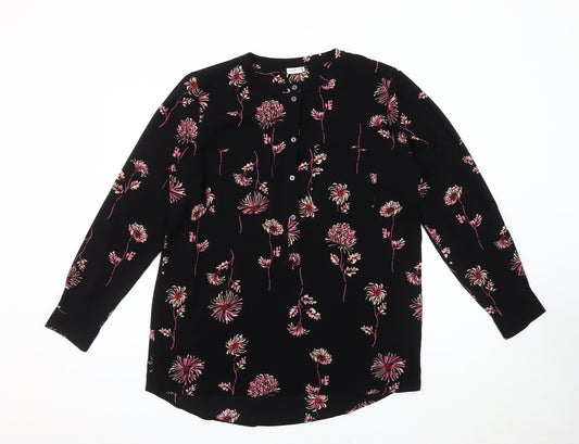 Jacqueline de Yong Women's Black Floral Blouse, Size 12