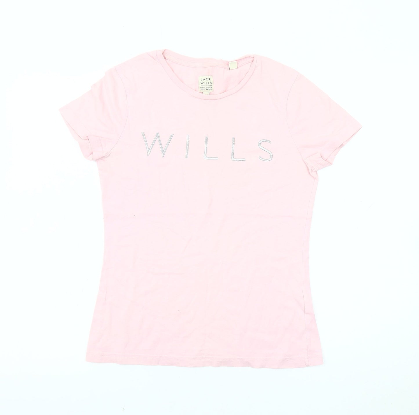 Jack Wills Women's Pink T-Shirt, Size 4, Casual Crew Neck