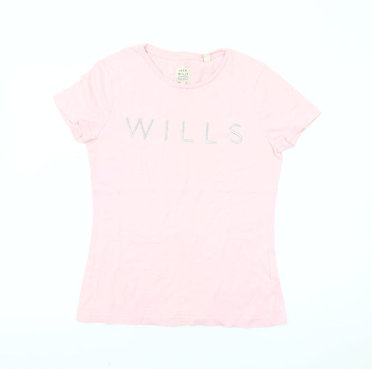 Jack Wills Women's Pink T-Shirt, Size 4, Casual Crew Neck
