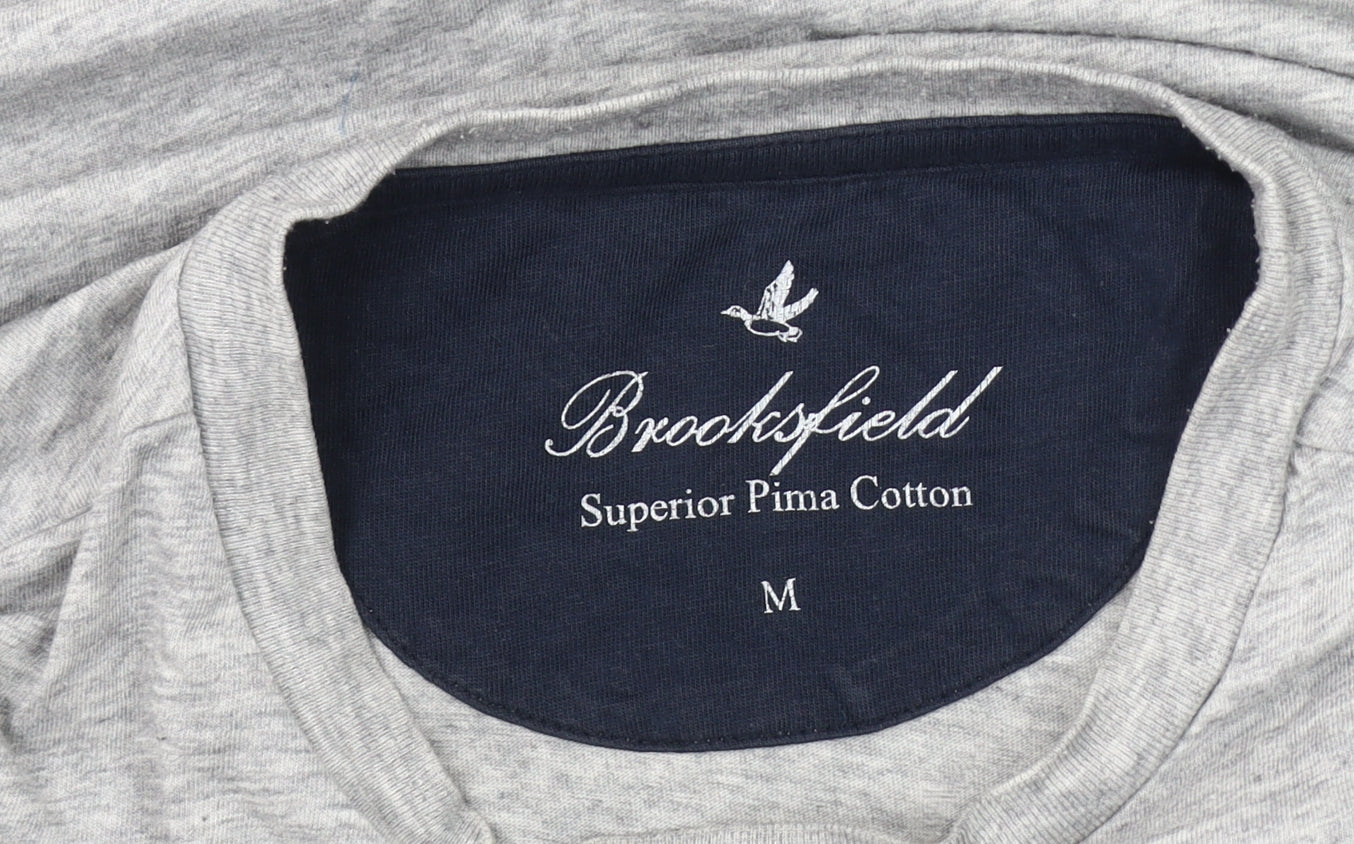 Brookfield Men's Grey Cotton Crew Neck T-Shirt M