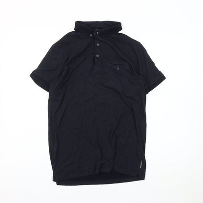 French Connection Men's Black Polo, M, Short Sleeve, Cotton