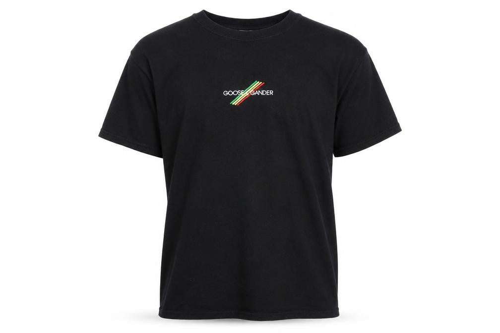 Front view of Goose and Gander Men's Black Medium Embroidered T-Shirt