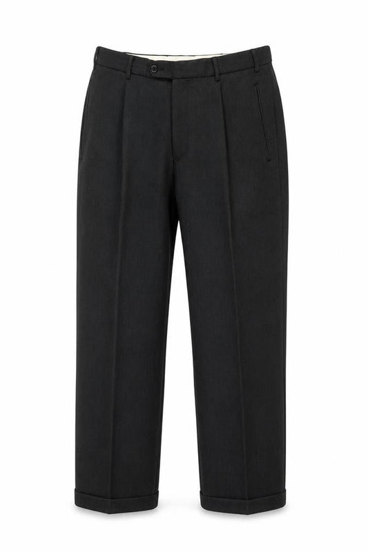Mens UK Size S Charlton Gray Regular Fit Dress Pants Black Trousers