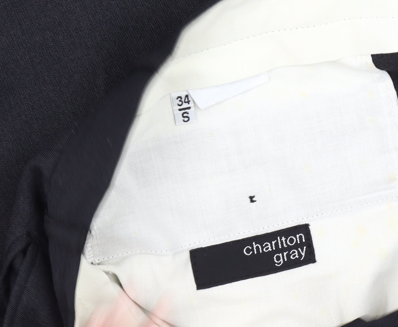 Mens UK Size S Charlton Gray Regular Fit Dress Pants Black Trousers