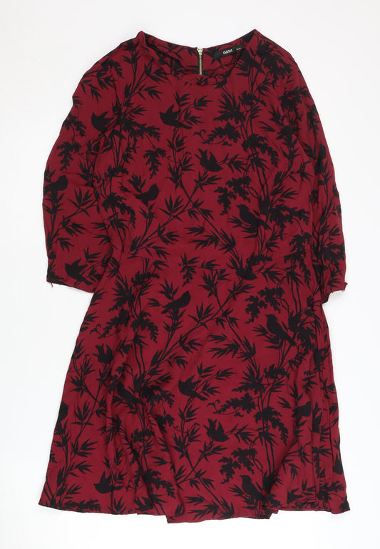 Oasis Women's Red Animal Print Dress, Size 12