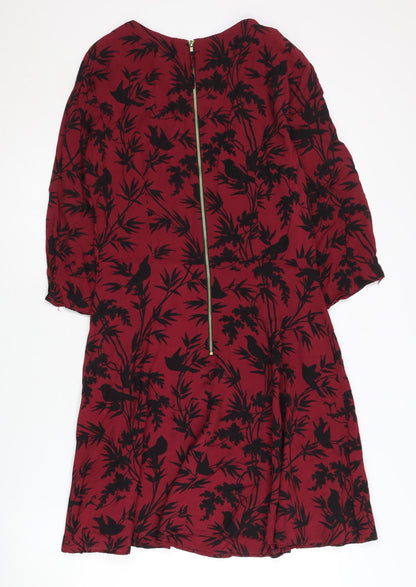 Oasis Women's Red Animal Print Dress, Size 12