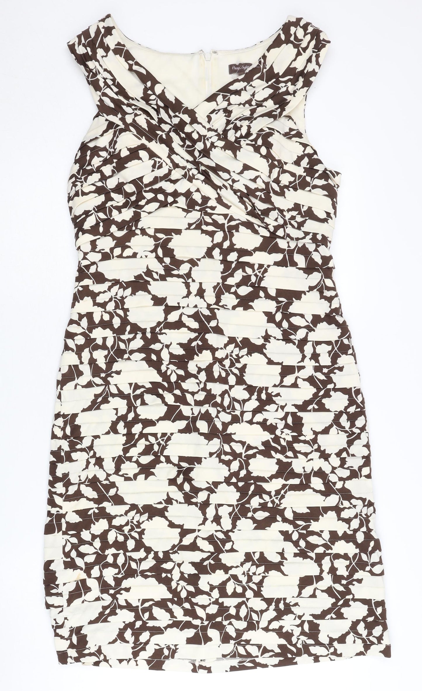 Phase Eight Women's Brown Floral Sheath Dress Size 14