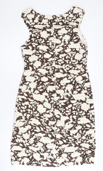 Phase Eight Women's Brown Floral Sheath Dress Size 14