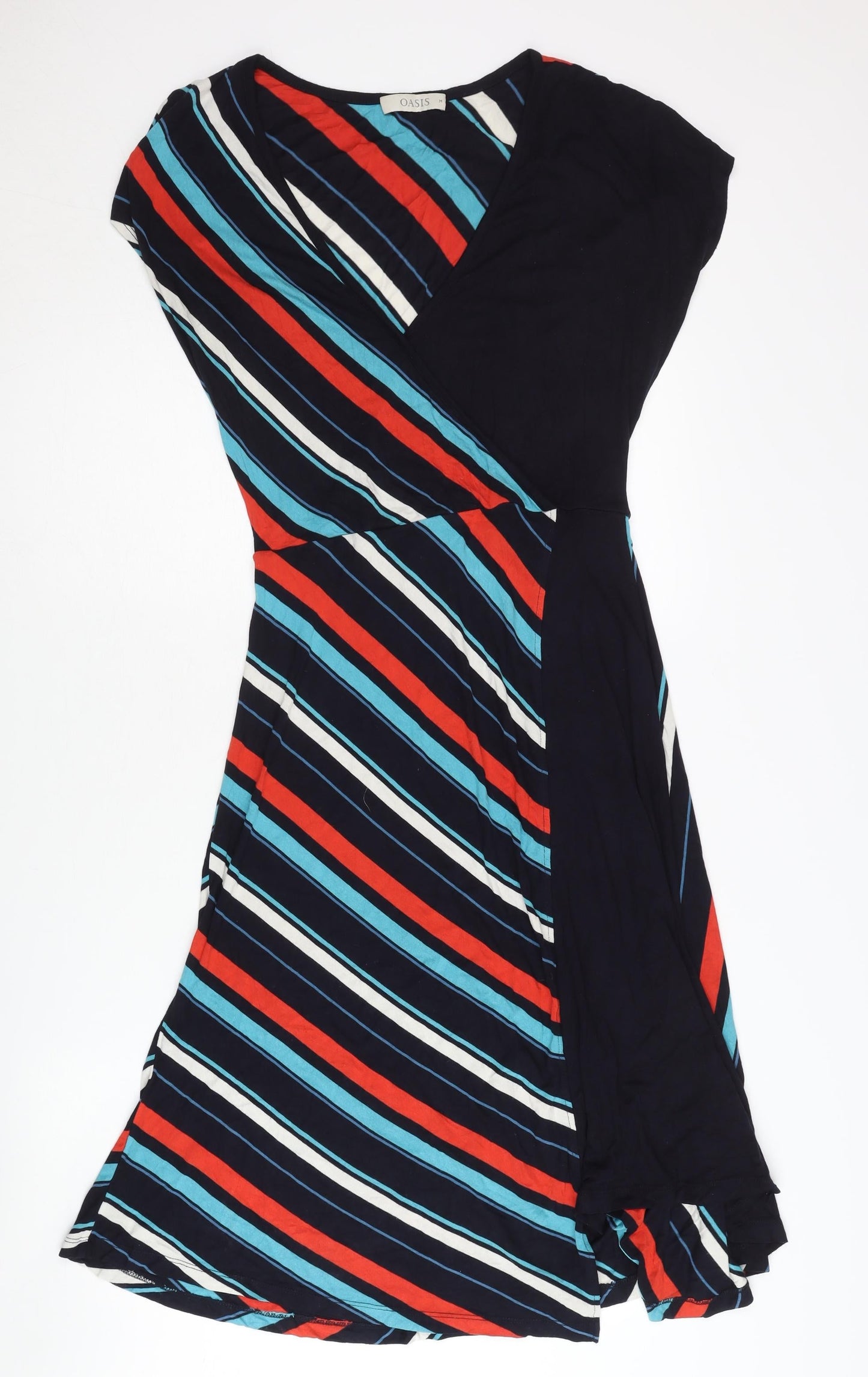 Oasis Women's Multicoloured Striped Wrap Dress M