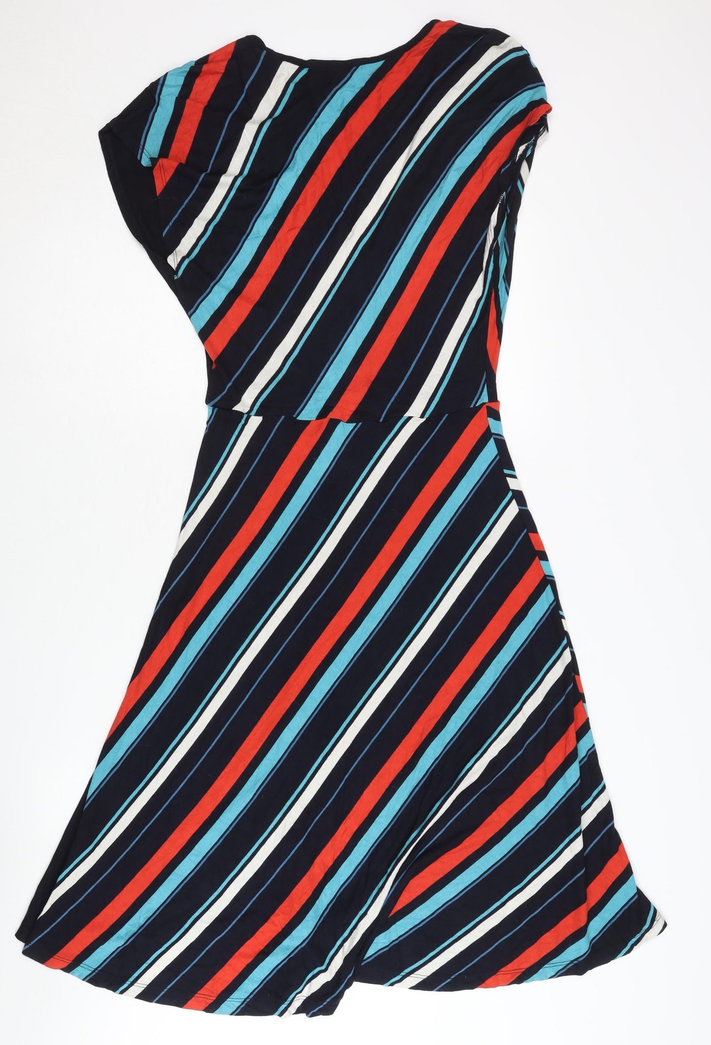 Oasis Women's Multicoloured Striped Wrap Dress M