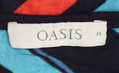 Oasis Women's Multicoloured Striped Wrap Dress M
