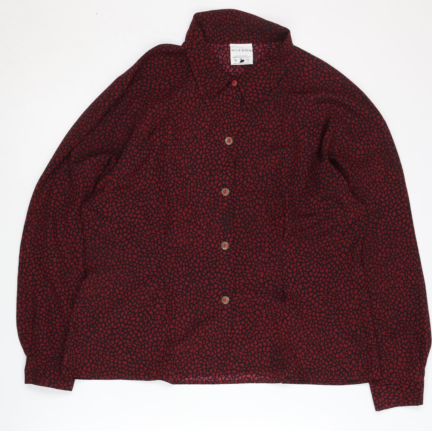 Alexon Women's Red Animal Print Button-Up Shirt, Size 16