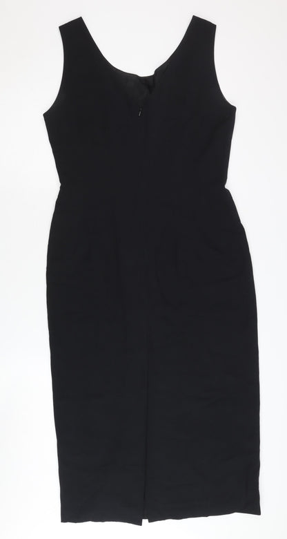 Warehouse Women's Black Midi Sheath Dress Size 12
