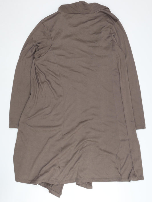 Cotton Traders Women's Open Front Cardigan in Brown Size 18-20