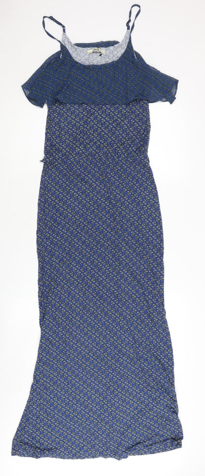 Oasis Women’s Blue Floral Maxi Dress, Strappy Sleeve, M