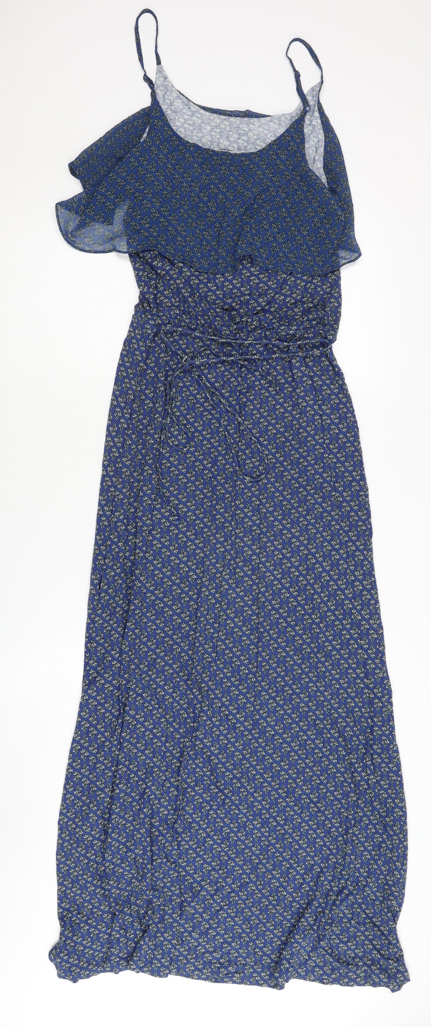 Oasis Women’s Blue Floral Maxi Dress, Strappy Sleeve, M