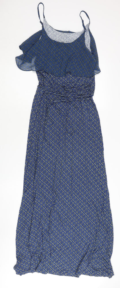 Oasis Women’s Blue Floral Maxi Dress, Strappy Sleeve, M
