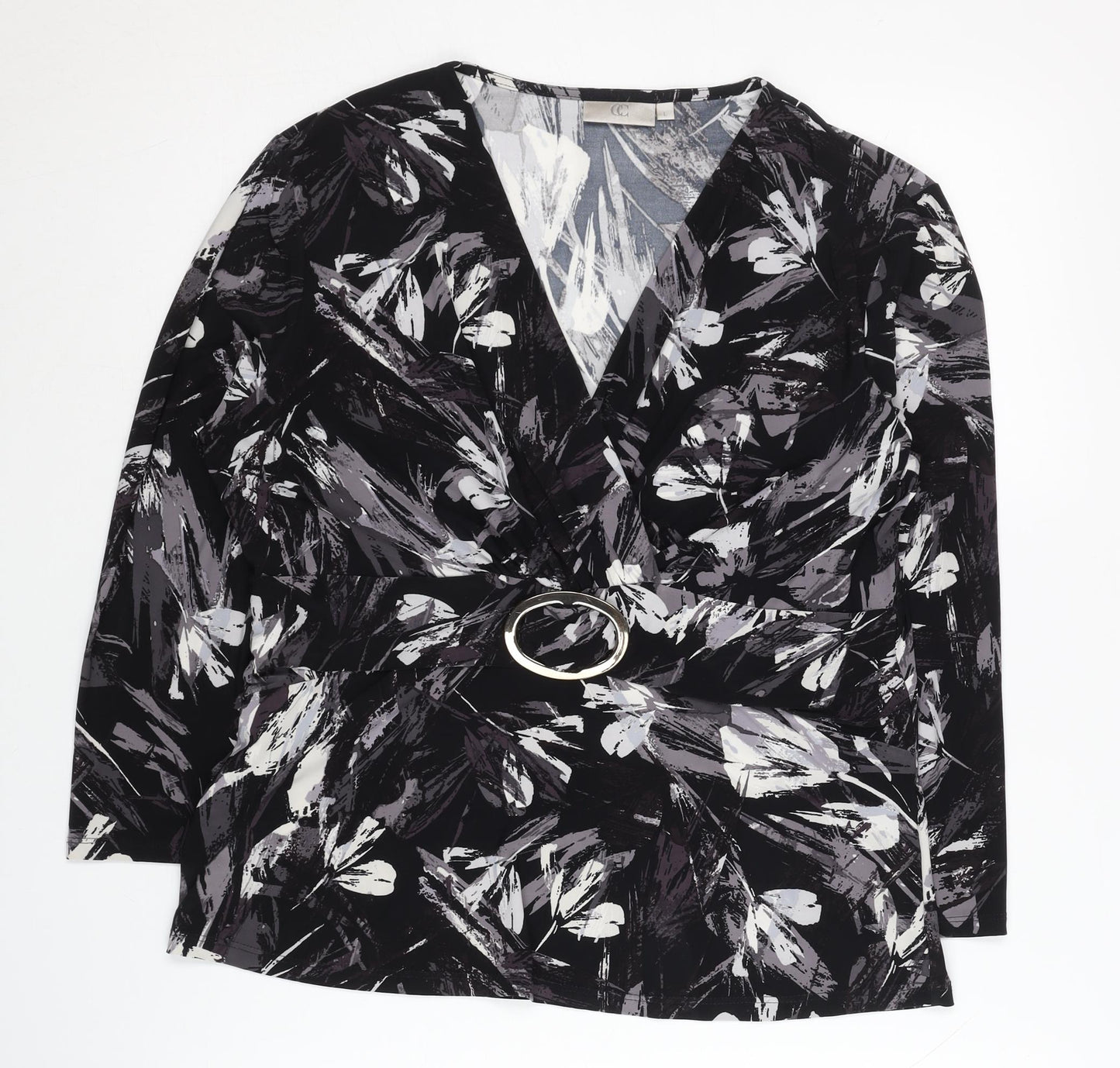 Womens UK Size L CC Black Wrap Blouse