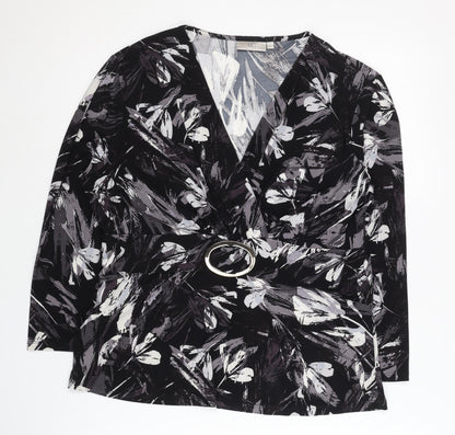 Womens UK Size L CC Black Wrap Blouse