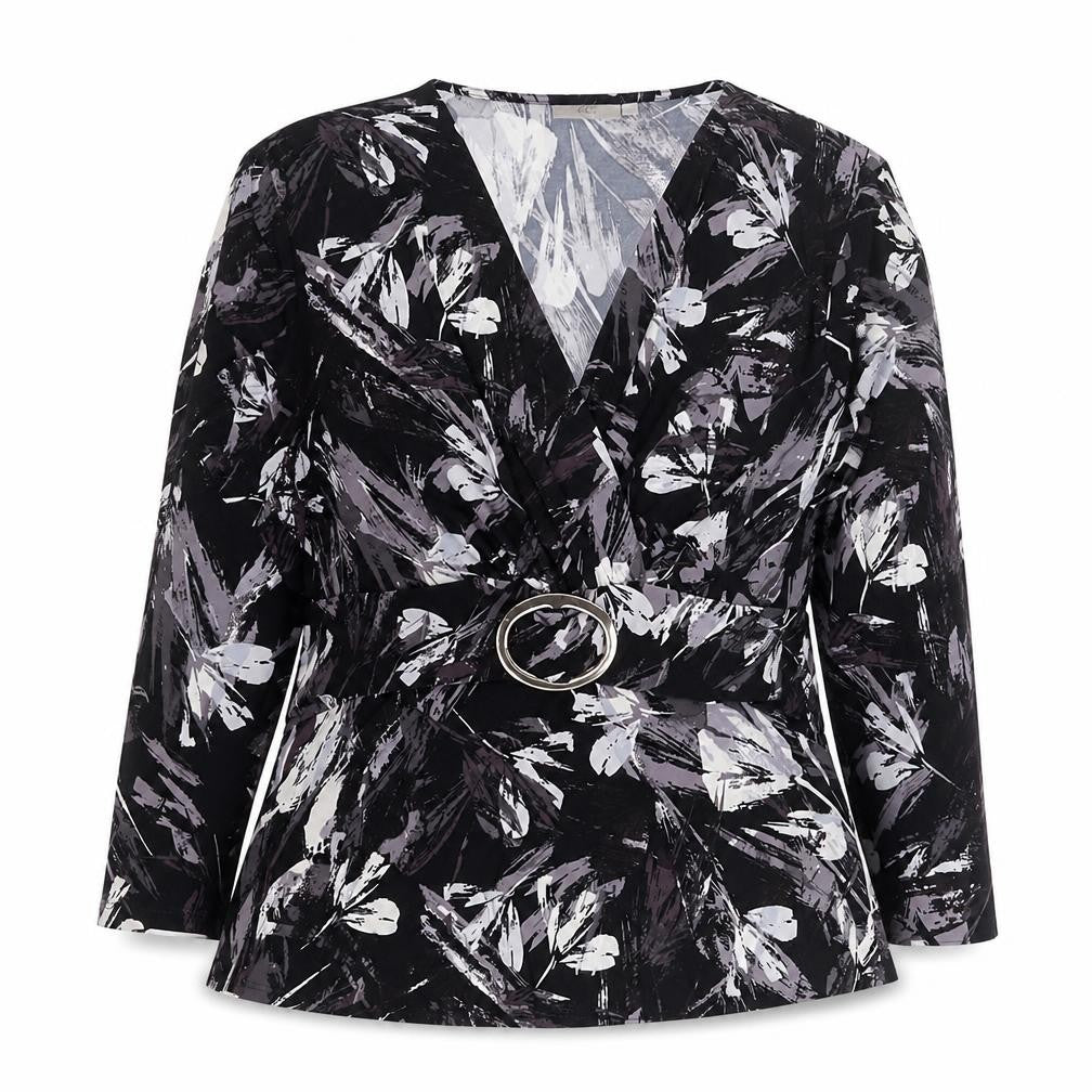 Womens UK Size L CC Black Wrap Blouse