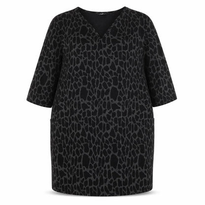 Wallis Women's Black Animal Print Jersey Dress Size 18