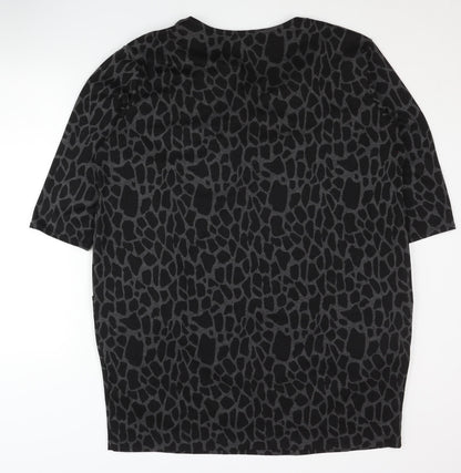 Wallis Women's Black Animal Print Jersey Dress Size 18
