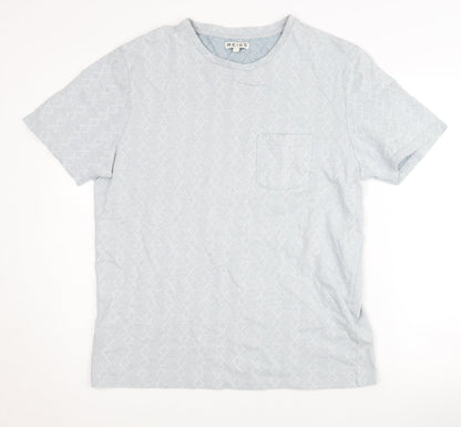 Reiss Men's Blue Graphic Print Cotton T-Shirt, L