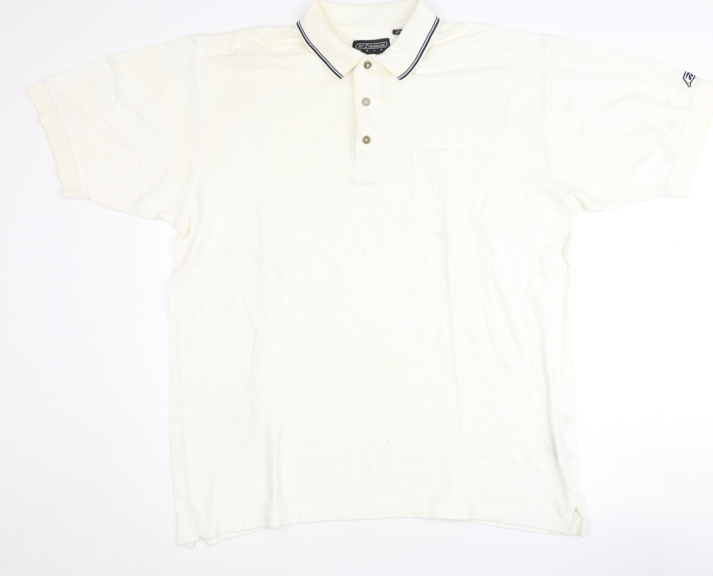 Reebok Golf Men's White Polo Shirt, Medium, Cotton