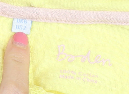 Boden Women's Long Sleeve Yellow Cotton Top, Size 6
