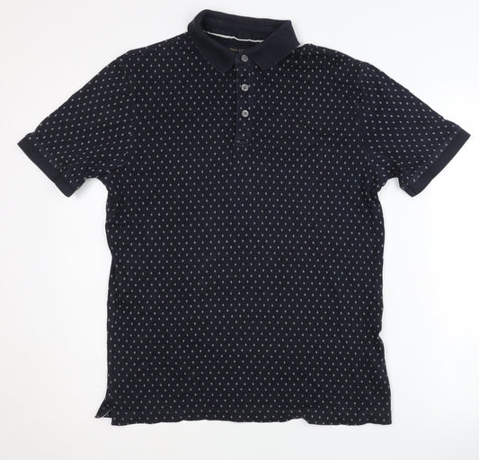 Paul Costelloe Men's Black Geometric Polo S