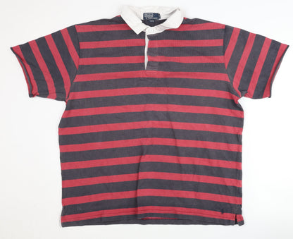 Polo by Ralph Lauren Men's Red Striped Polo Shirt XL