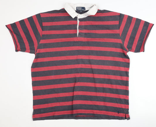 Polo by Ralph Lauren Men's Red Striped Polo Shirt XL