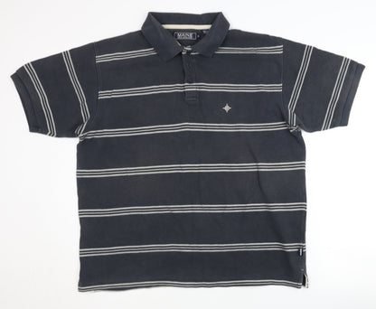 Maine New England Men's Blue L Polo Striped Shirt