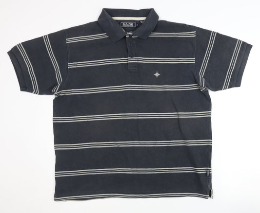 Maine New England Men's Blue L Polo Striped Shirt