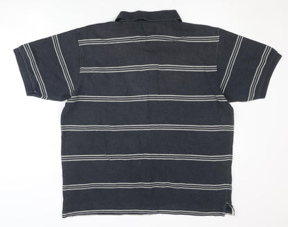 Maine New England Men's Blue L Polo Striped Shirt