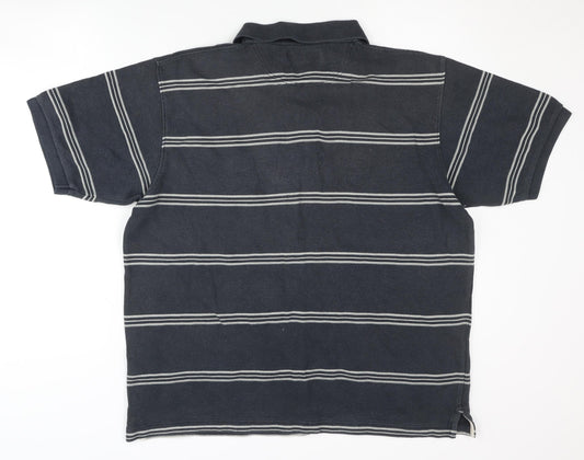 Maine New England Men's Blue L Polo Striped Shirt