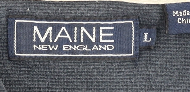 Maine New England Men's Blue L Polo Striped Shirt