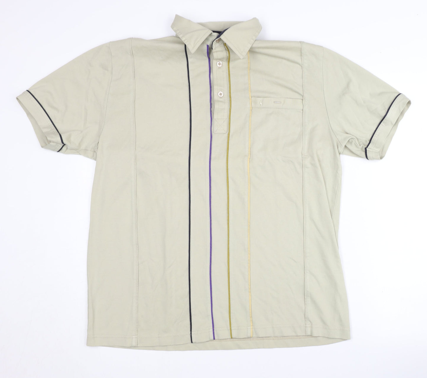 Gabicci Men's Beige Polo Shirt L Cotton Blend